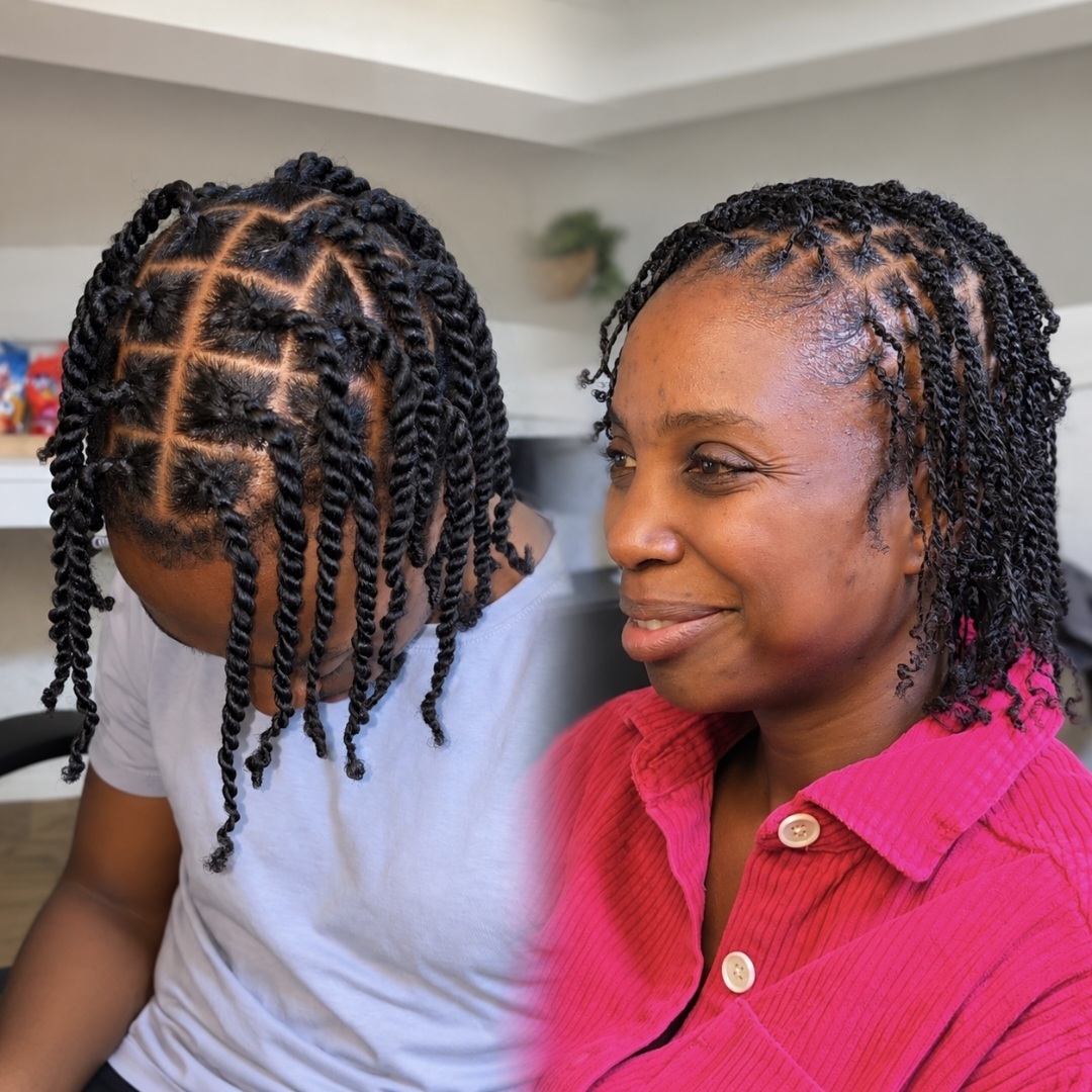 Klanten met starter locs en twists in verschillende lengtes